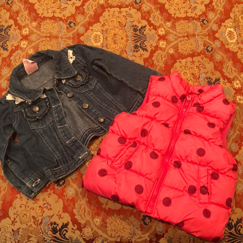 18-24mos puffy vest, 2T Jeans jacket (runs small)